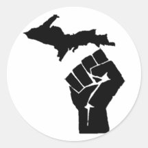 Puño de Michigan Pegatina Redonda