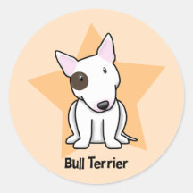 Punto bull terrier del ojo de la estrella de Kawai Etiqueta Redonda