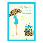 Puntos azules del vestido/del leopardo de la ducha invitaciones personales 