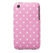 Puntos blancos, modelo de lunares rosado Case-Mate iPhone 3 funda