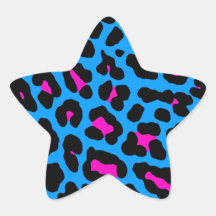 Puntos del leopardo del tigre 80s de Corey (azules Calcomania Forma De Estrella Personalizadas