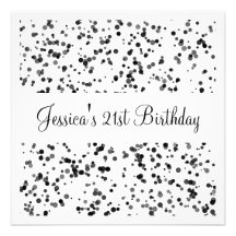 Puntos negros y blanco de la fiesta de cumpleaños anuncio personalizado