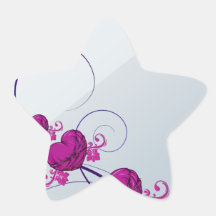 Purple Heart y vector floral Pegatina Forma De Estrella