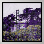 Purple_salmon mágico del puente de la puesta del s poster