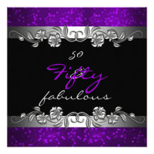 Púrpura 50 y 50.a fiesta de cumpleaños fabulosa invitacion personal 