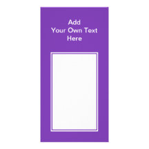 Púrpura con el área y el texto blancos tarjeta con foto personalizada
