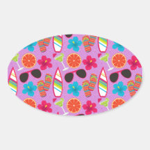 Púrpura de Beachball de las gafas de sol de los fl Calcomanía Óval
