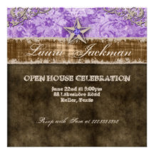 Púrpura de la estrella de la tarjeta de la foto de invitacion personal 