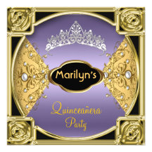 Púrpura de la fiesta de cumpleaños de Quinceañera  Comunicado Personalizado
