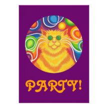 púrpura de la invitación del "fiesta" del Psy-gato