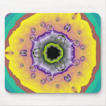 Púrpura del amarillo del fractal del pavo real alfombrillas de ratón