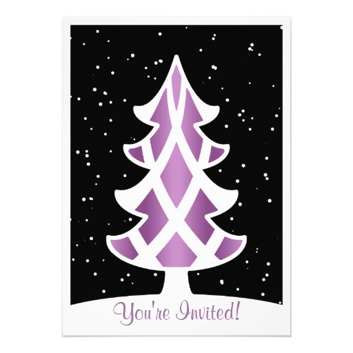 Púrpura del árbol de cinta de las invitaciones de  anuncio personalizado