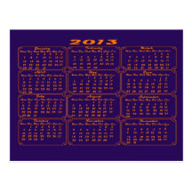 Púrpura del calendario 2013 tarjeta postal