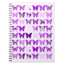 Púrpura del collage de la mariposa libros de apuntes