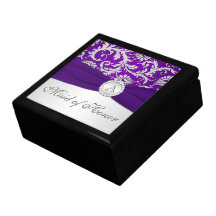 Púrpura del monograma, caja de plata de la baratij caja de joyas