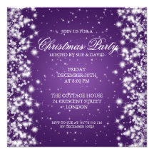 Púrpura elegante de la chispa del fiesta invitación personalizada