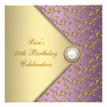 Púrpura elegante y fiesta del cumpleaños de la muj invitaciones personalizada