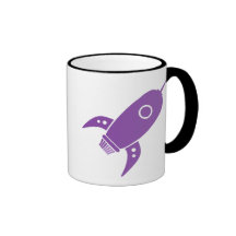 Púrpura gorda de la nave de Rocket retro Tazas De Café