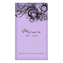 Púrpura negra de lino floral de la tarjeta de visi