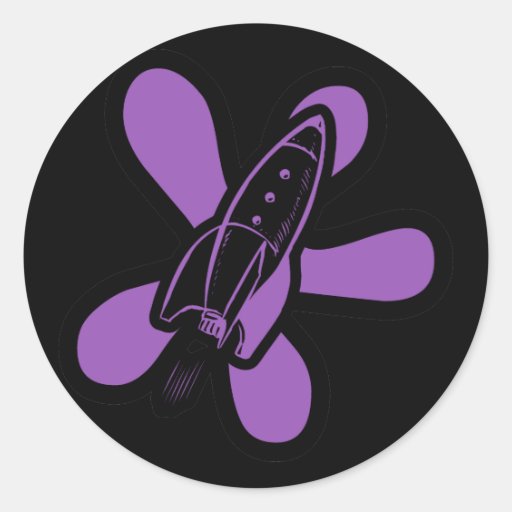 Púrpura negra retra de Splat Rocket Etiquetas