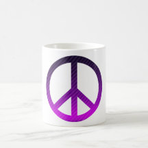 Púrpura oscura rayada del símbolo de paz taza
