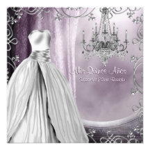 Púrpura púrpura Quinceanera de la lámpara de la la Invitación