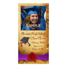 Púrpura ROJO MARRÓN del MONOGRAMA del SELLO de la  Tarjetas Con Fotos Personalizadas