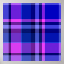 Púrpura-Rosado azul de la tela escocesa Posters