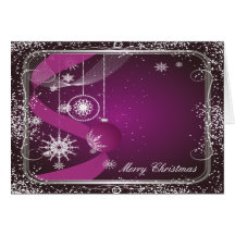 Púrpura y ornamento enmarcado plata tarjetas