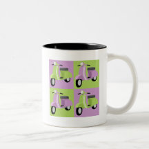 Púrpura y verde taza de café
