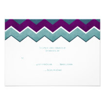 Púrpura y zigzag del trullo que casa RSVP Invitaciones Personalizada