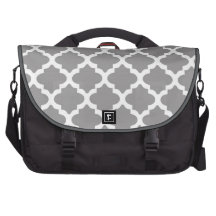 Quatrefoil gris y blanco bolsa para ordenador