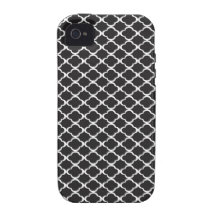Quatrefoil negro iPhone 4 carcasa