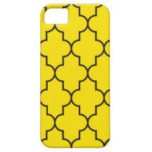 Quatrefoil negro y amarillo iPhone 5 carcasas