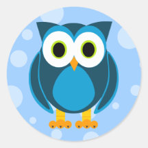 ¿Quién? Sr. Owl Cartoon Etiqueta
