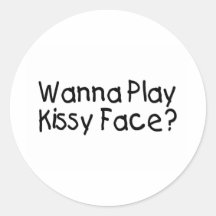 Quiera jugar Kissy hacen frente Etiqueta Redonda