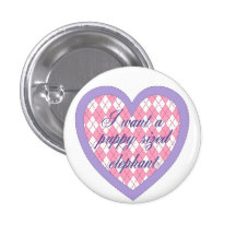 "Quiero botón de un elefante clasificado perrito" Pins