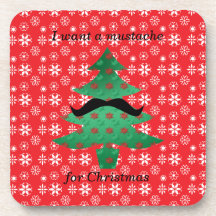Quiero un bigote para el navidad posavasos de bebidas