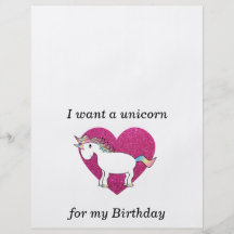 Quiero un unicornio para mi cumpleaños flyer a todo color