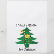 Quiero una jirafa para el navidad tarjeta publicitaria