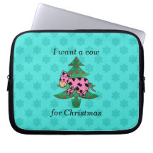 Quiero una vaca rosada para el navidad funda portátil