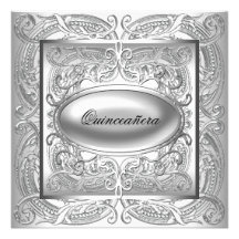 Quinceanera de plata y blanco anuncio