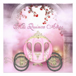 Quinceanera de princesa Carriage Enchanted rosado Invitación Personalizada