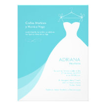 Quinceañera Vestido Azul Invitaciones Comunicado Personalizado