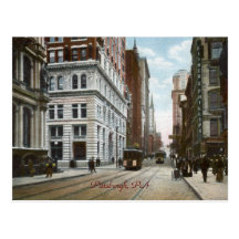 Quinta avenida. y postal de madera del vintage de 