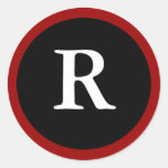 R: Letra inicial pegatina rojo, blanco y negro de 