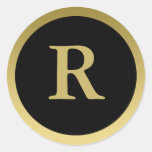 R:: Oro elegante del monograma R y pegatinas negro