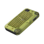 Radio del metal amarillo del vintage tough iphone 4 funda