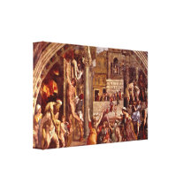 Raffaello Sanzio DA Urbino - fuego en el Borgo Impresión En Lienzo Estirada