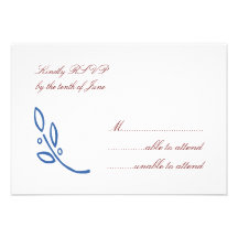 Rama de olivo azul RSVP Invitación Personalizada
